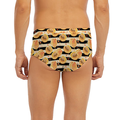 Apricot Fruit Striped Pattern Print Men's Briefs
