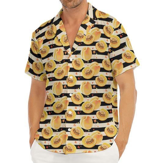 Apricot Fruit Striped Pattern Print Men's Deep V-Neck Shirt