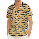 Apricot Fruit Striped Pattern Print Men's Deep V-Neck Shirt