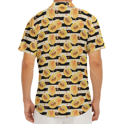 Apricot Fruit Striped Pattern Print Men's Deep V-Neck Shirt