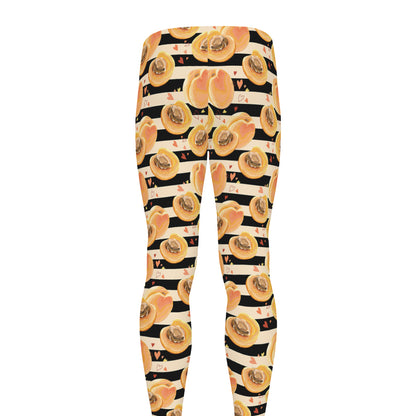 Apricot Fruit Striped Pattern Print Men's leggings