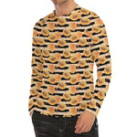 Apricot Fruit Striped Pattern Print Men's Long Sleeve Rash Guard