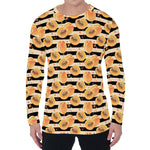 Apricot Fruit Striped Pattern Print Men's Long Sleeve T-Shirt