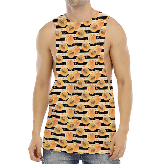 Apricot Fruit Striped Pattern Print Men's Muscle Tank Top
