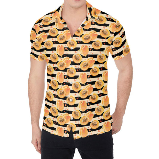 Apricot Fruit Striped Pattern Print Men's Shirt
