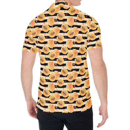 Apricot Fruit Striped Pattern Print Men's Shirt