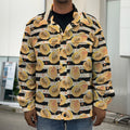 Apricot Fruit Striped Pattern Print Men's Shirt Jacket