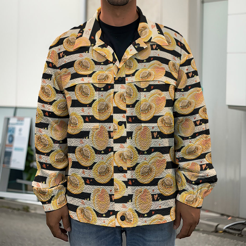 Apricot Fruit Striped Pattern Print Men's Shirt Jacket