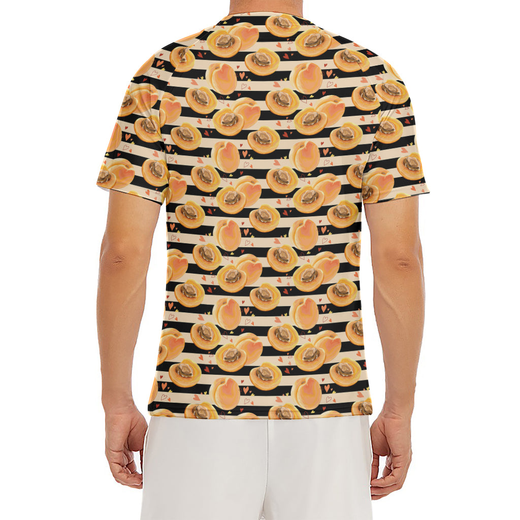 Apricot Fruit Striped Pattern Print Men's Short Sleeve Rash Guard