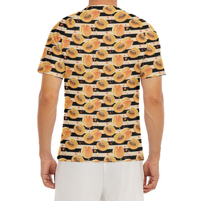 Apricot Fruit Striped Pattern Print Men's Short Sleeve Rash Guard