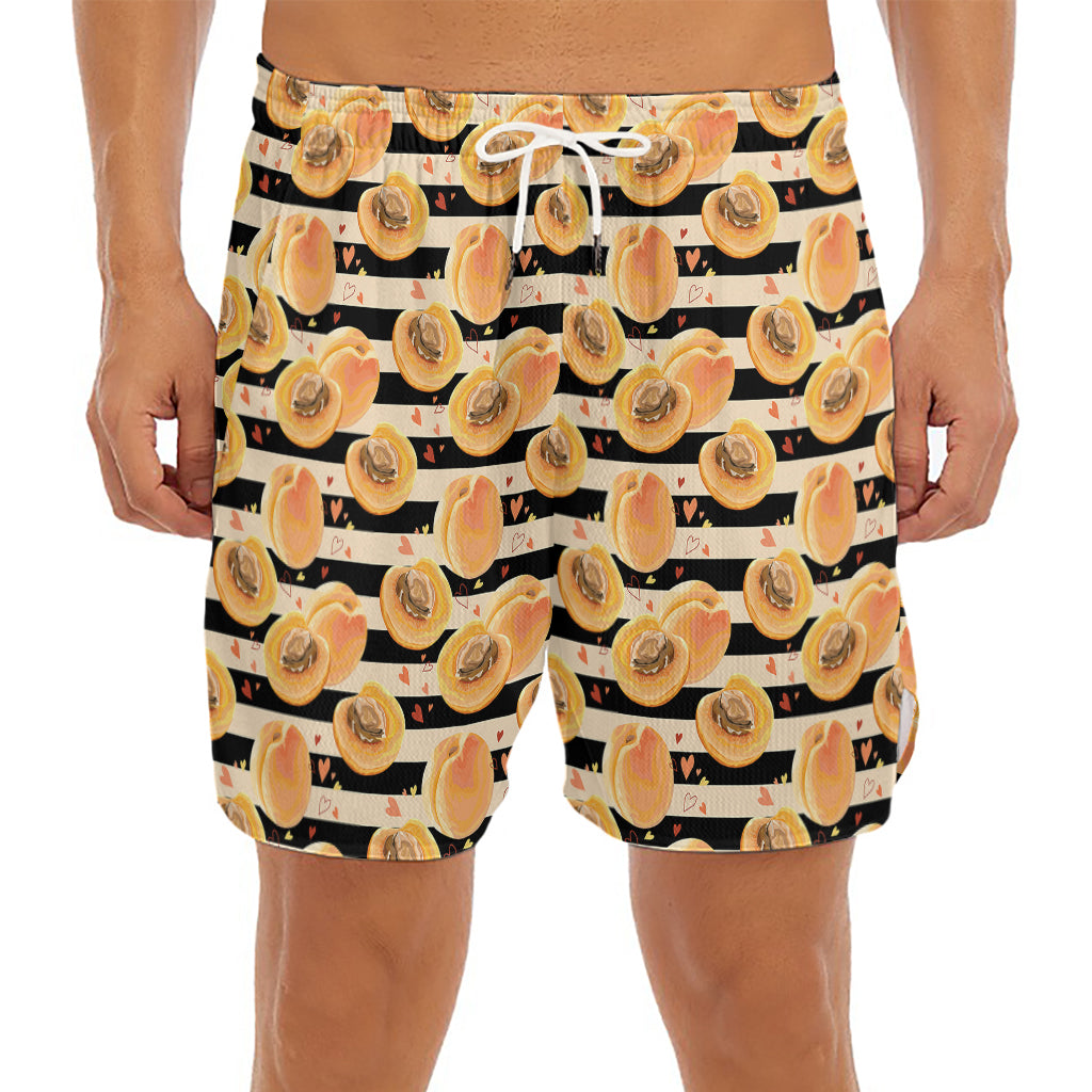 Apricot Fruit Striped Pattern Print Men's Split Running Shorts