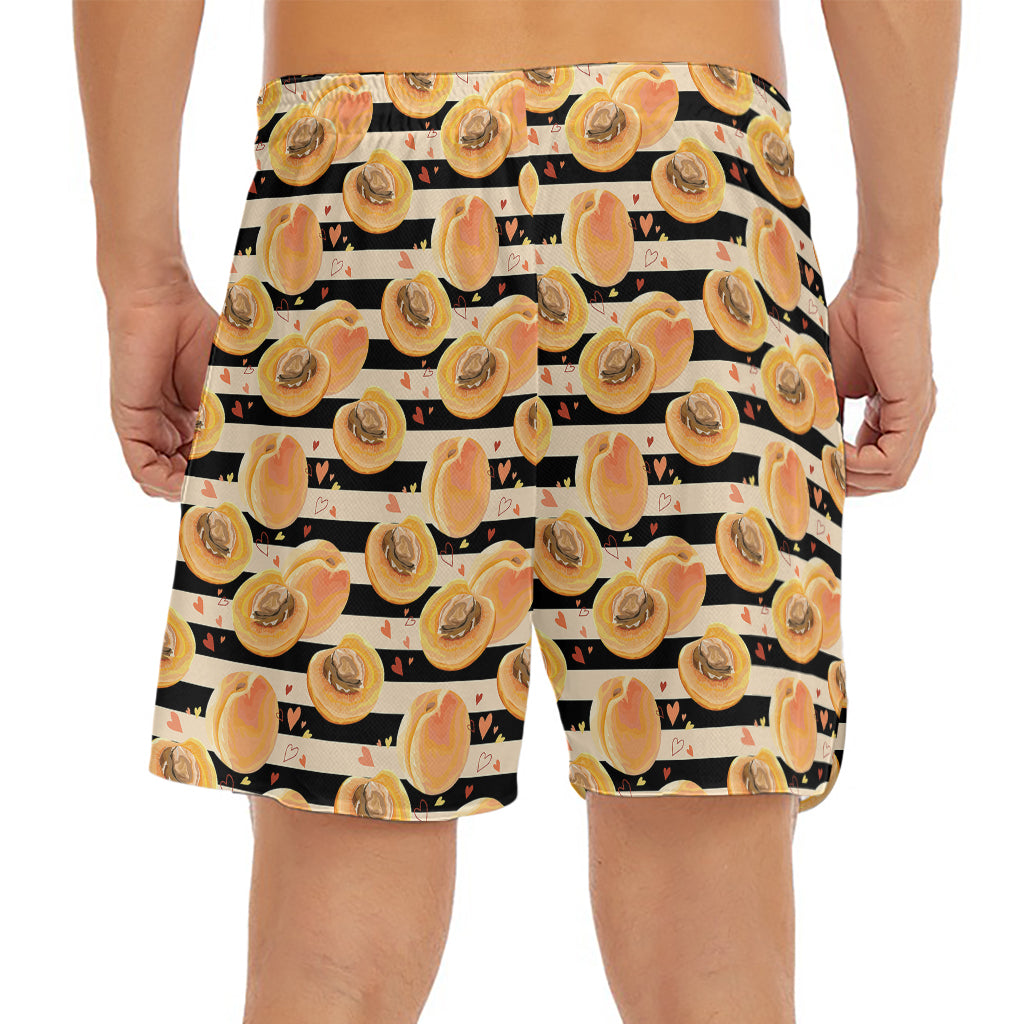 Apricot Fruit Striped Pattern Print Men's Split Running Shorts