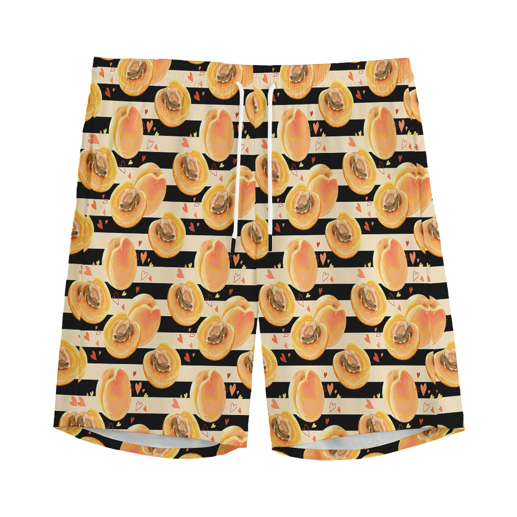 Apricot Fruit Striped Pattern Print Men's Sports Shorts