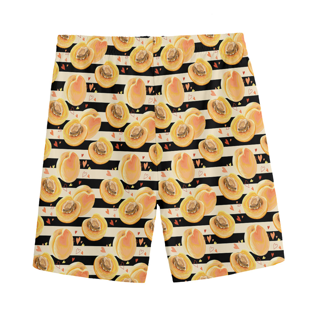 Apricot Fruit Striped Pattern Print Men's Sports Shorts