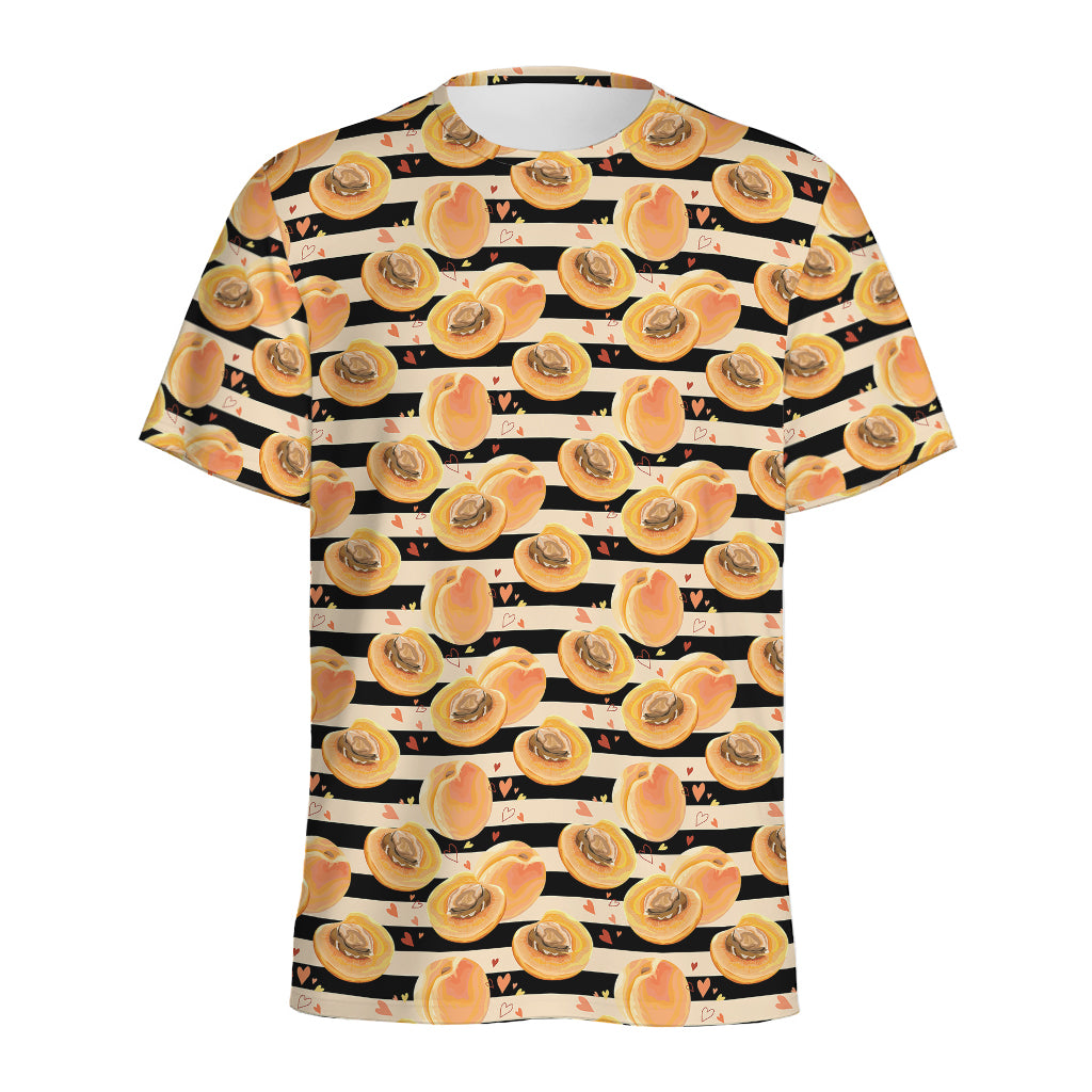 Apricot Fruit Striped Pattern Print Men's Sports T-Shirt