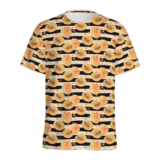 Apricot Fruit Striped Pattern Print Men's Sports T-Shirt