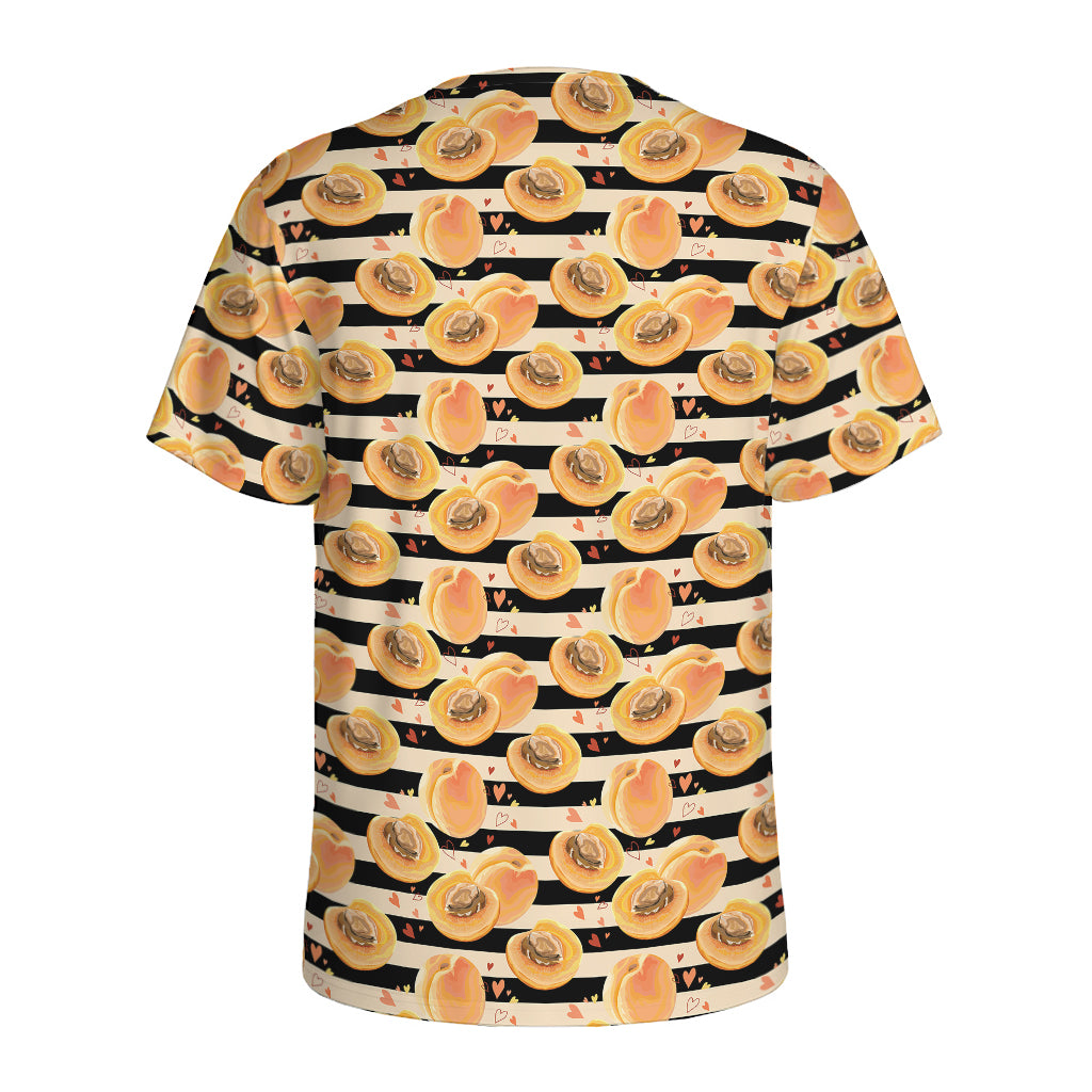 Apricot Fruit Striped Pattern Print Men's Sports T-Shirt
