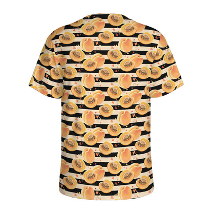 Apricot Fruit Striped Pattern Print Men's Sports T-Shirt