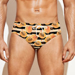 Apricot Fruit Striped Pattern Print Men's Swim Briefs