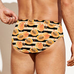 Apricot Fruit Striped Pattern Print Men's Swim Briefs