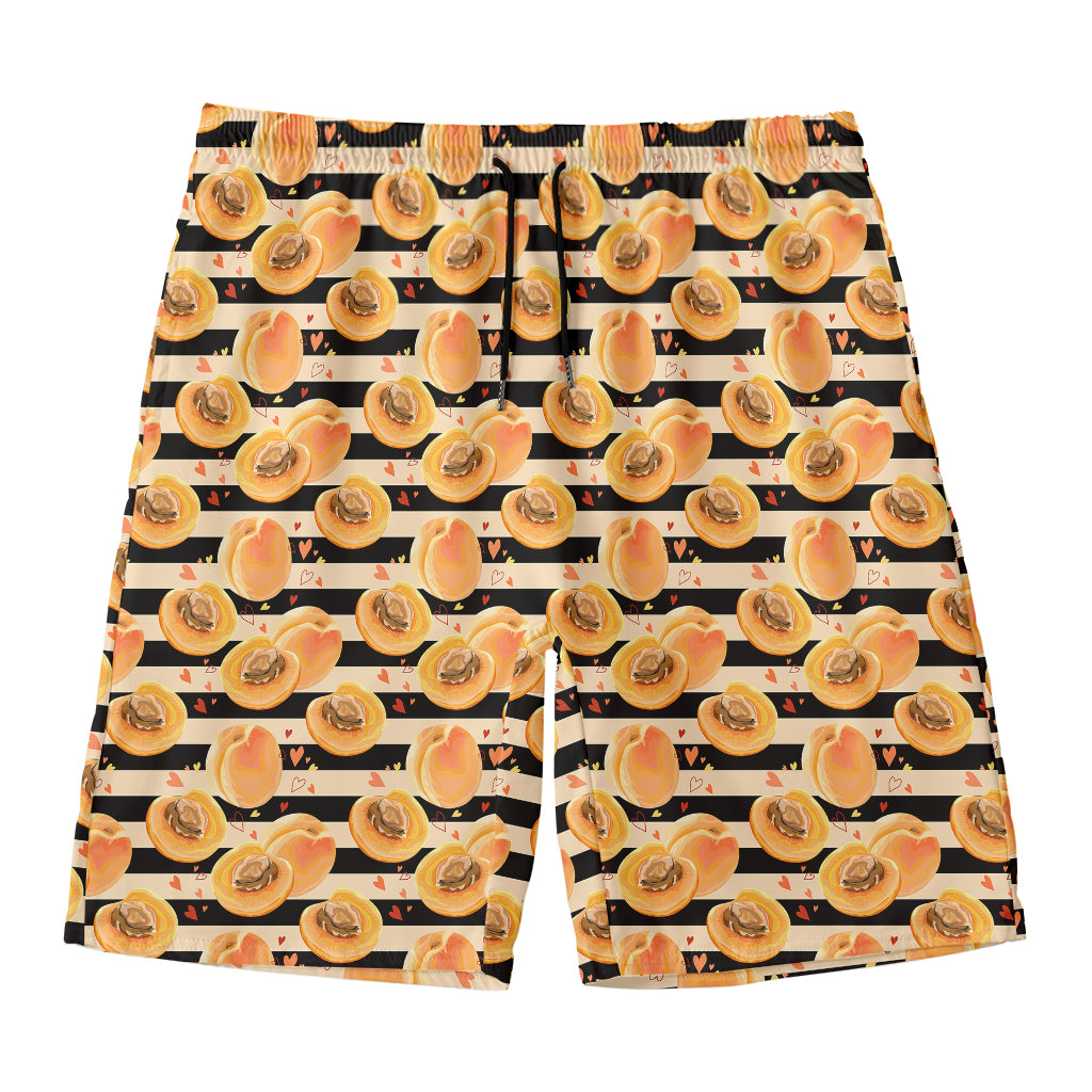 Apricot Fruit Striped Pattern Print Men's Swim Trunks