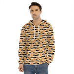Apricot Fruit Striped Pattern Print Men's Velvet Pullover Hoodie
