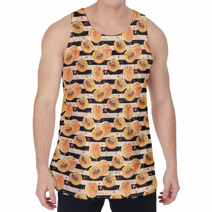 Apricot Fruit Striped Pattern Print Men's Velvet Tank Top