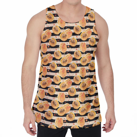 Apricot Fruit Striped Pattern Print Men's Velvet Tank Top