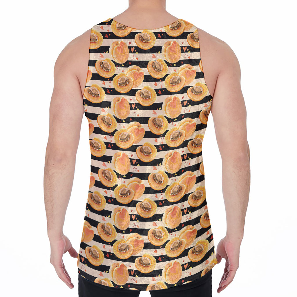 Apricot Fruit Striped Pattern Print Men's Velvet Tank Top