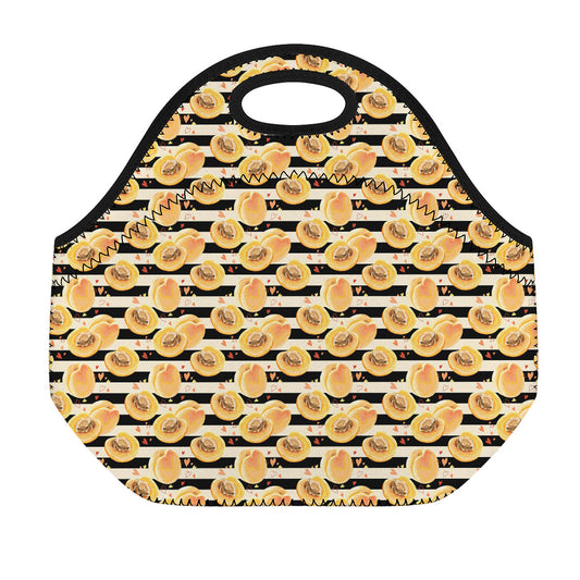 Apricot Fruit Striped Pattern Print Neoprene Lunch Bag