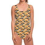 Apricot Fruit Striped Pattern Print One Piece Swimsuit