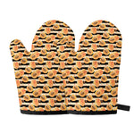 Apricot Fruit Striped Pattern Print Oven Mitts