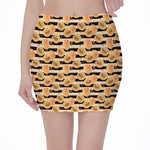 Apricot Fruit Striped Pattern Print Pencil Mini Skirt