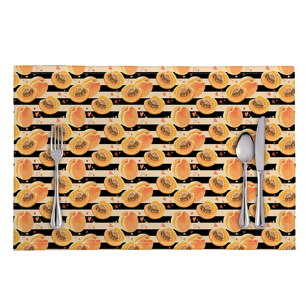 Apricot Fruit Striped Pattern Print Placemat