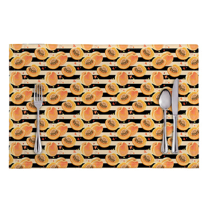 Apricot Fruit Striped Pattern Print Placemat
