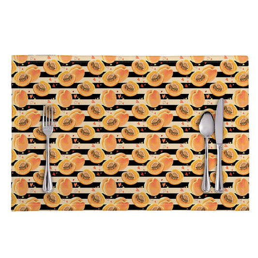 Apricot Fruit Striped Pattern Print Placemat
