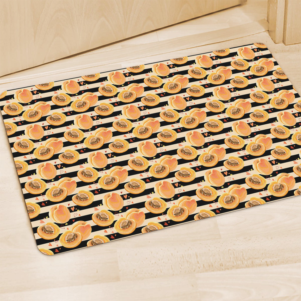 Apricot Fruit Striped Pattern Print Polyester Doormat