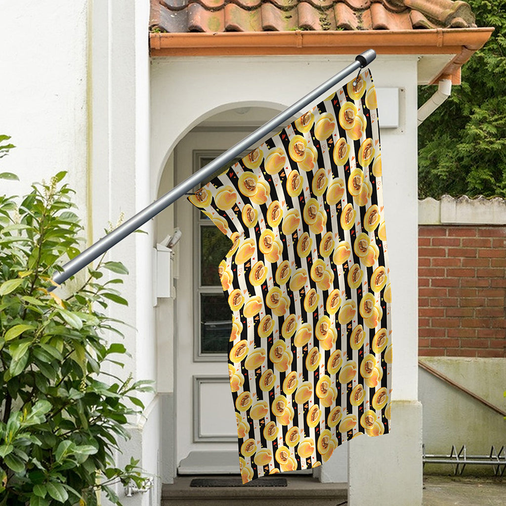 Apricot Fruit Striped Pattern Print Polyester Flag