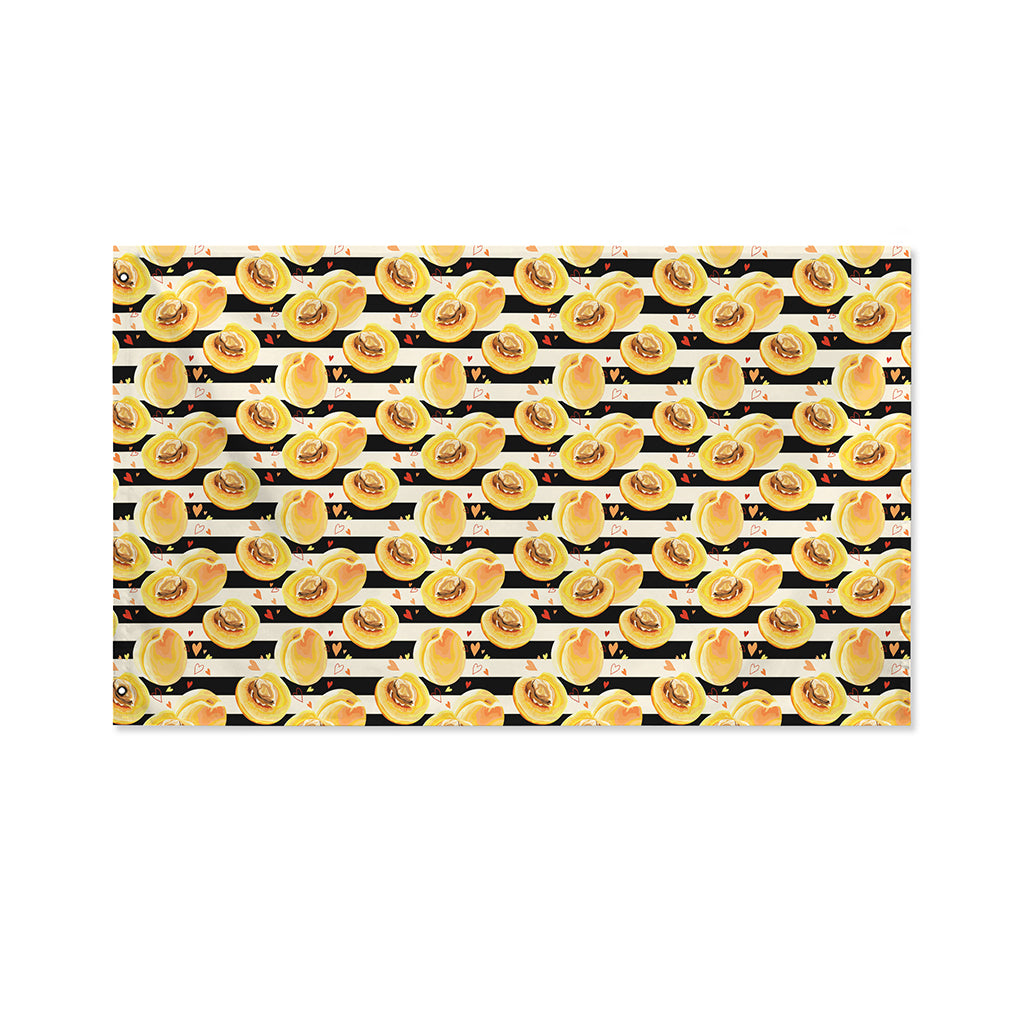 Apricot Fruit Striped Pattern Print Polyester Flag