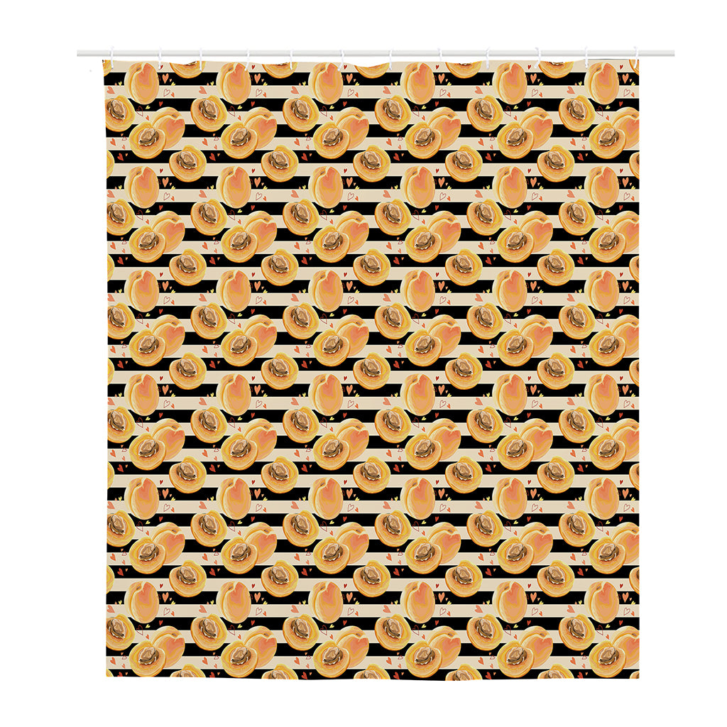 Apricot Fruit Striped Pattern Print Polyester Shower Curtain