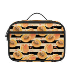Apricot Fruit Striped Pattern Print Portable Lunch Bag