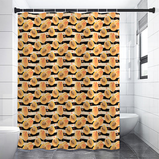 Apricot Fruit Striped Pattern Print Premium Shower Curtain