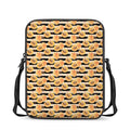 Apricot Fruit Striped Pattern Print Rectangular Crossbody Bag