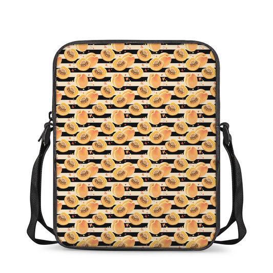 Apricot Fruit Striped Pattern Print Rectangular Crossbody Bag