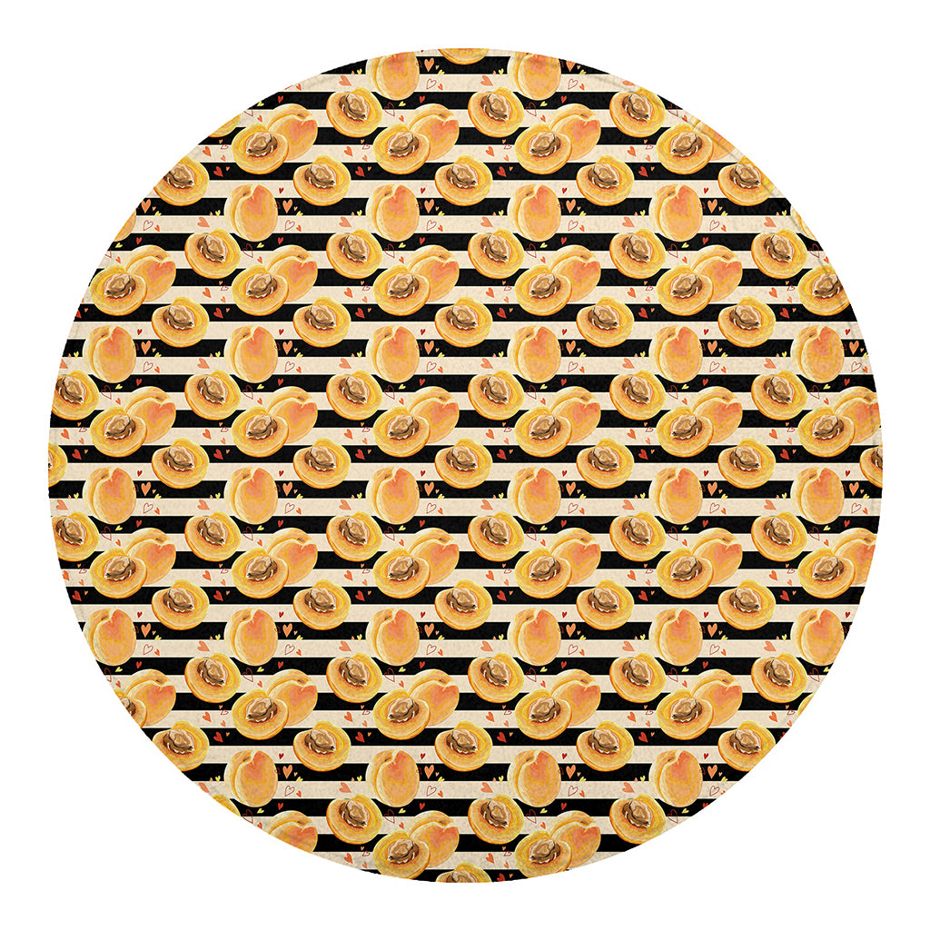 Apricot Fruit Striped Pattern Print Round Blanket