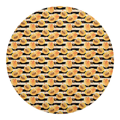 Apricot Fruit Striped Pattern Print Round Blanket