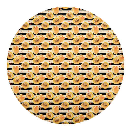 Apricot Fruit Striped Pattern Print Round Blanket