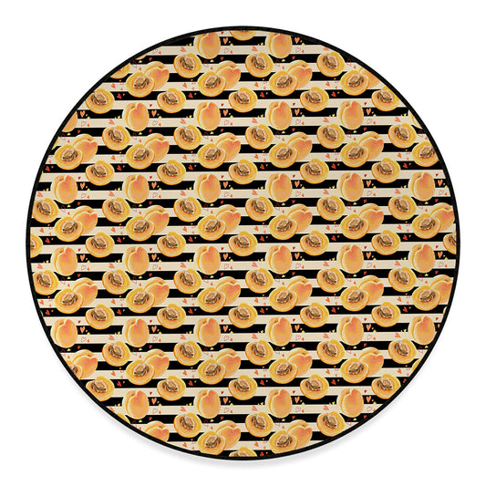 Apricot Fruit Striped Pattern Print Round Floor Mat