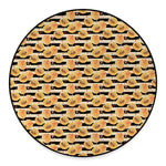Apricot Fruit Striped Pattern Print Round Floor Mat