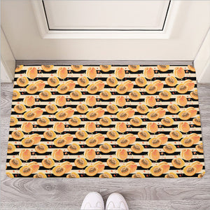 Apricot Fruit Striped Pattern Print Rubber Doormat